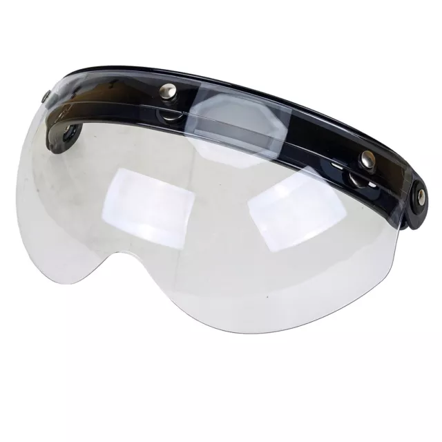 3-Snap Half Open Flip Up Motorcycle Helmet Face View Face Wind Shield Lens Clear 3