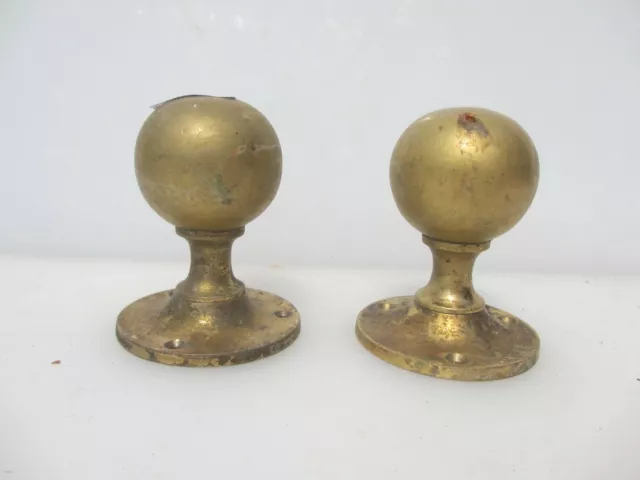 Vintage Brass Door Knobs Handles Plates Old Antique
