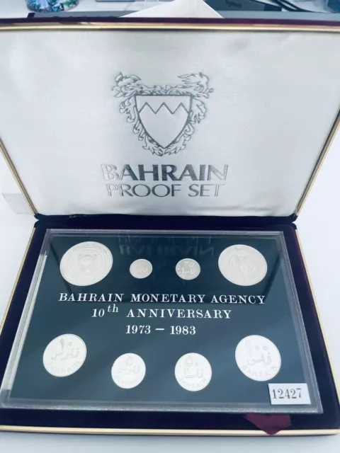 BAHRAIN 8 Coins 1983 Sterling Silver Proof Set KM PS3 (2)