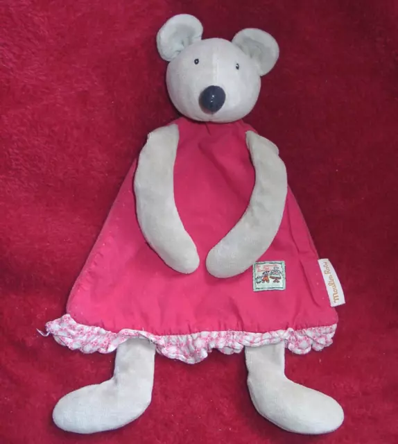 Moulin Roty Schmusetuch Maus grau rosa Kleid ca 30 cm la grande familla