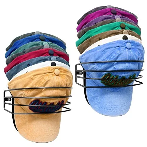 Hat Rack for Wall and Door, [2-Pack] Metal Hat Organizers for Baseball Caps
