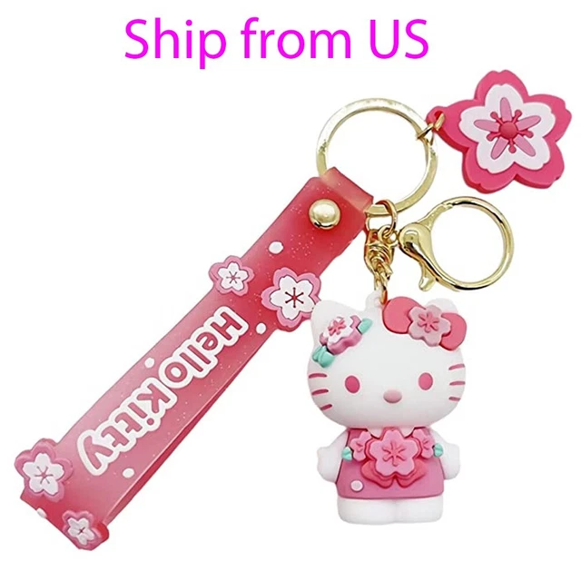 HELLO KITTY KEYCHAIN Pink Sakura Charm 3D Figure Hello Kitty SHIP FROM
