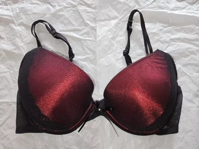 VTG VASSARETTE 75-375 Mesh Lace Overlay Push Up Bra Underwire 34B Black Red  Blk $12.99 - PicClick