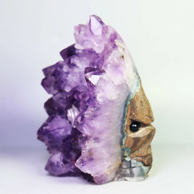 506G NATURAL AMETHYST Cluster Point Quartz Crystal Gemstone Carved ...