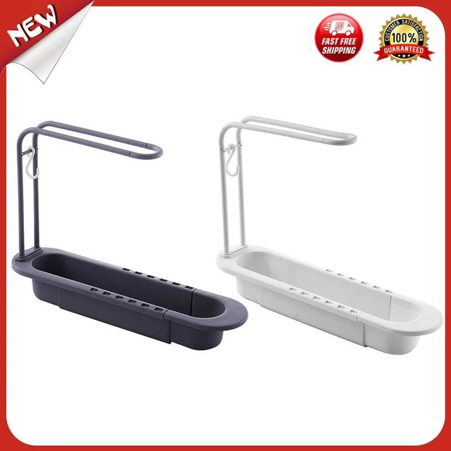 es Telescopic Sink Shelf Towel Bar Sponge Drainer Storage Rack Kitchen Baskets