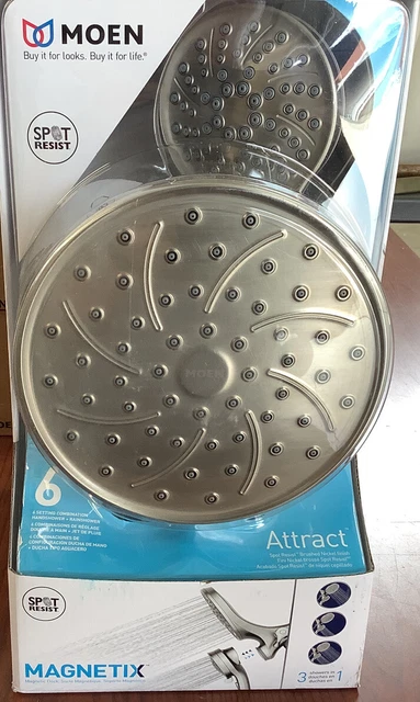 NEW Moen 26008SRN Attract 6-Spray Hand Showerhead Combo Brushed Nickel Bin290