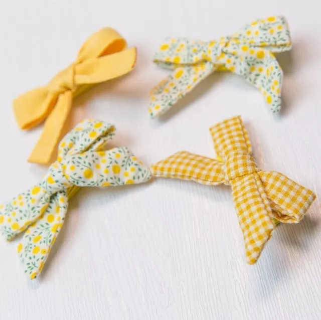 Handmade HAIR BOWS yellow hair clips alligator clip girls kids Toddler baby gift