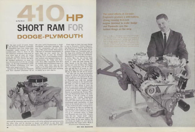 1962 Ram Charger 413 Max Wedge Magazine Article Ad Dodge Plymouth Super Stock 62