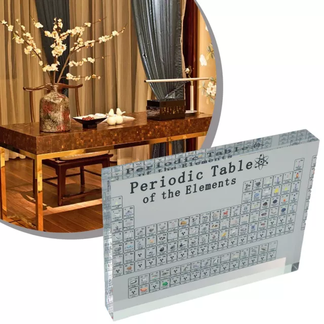 Transparent Acrylic Periodic Table with Real Elements Educational Resource