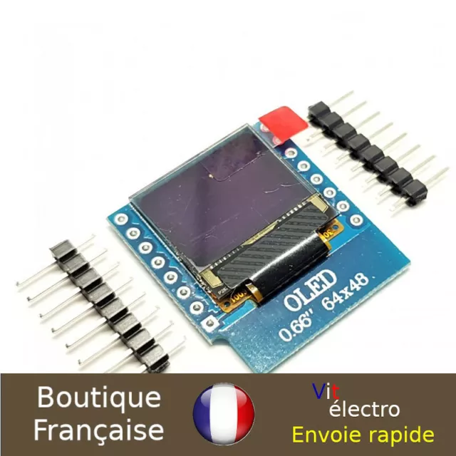 Carte Shield OLED pour Wemos mini d1 - 64 x 48 - 0.66" 1389Z