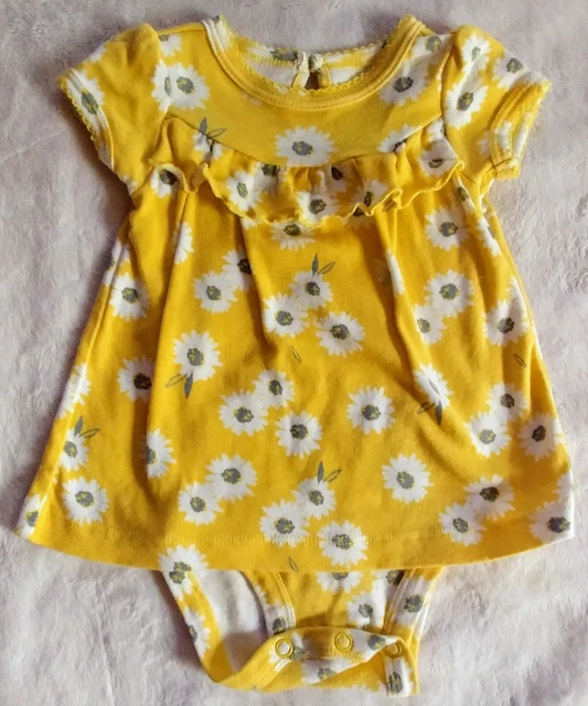 Carters baby girl yellow flower dress short outfit 0-3 months infant wear new