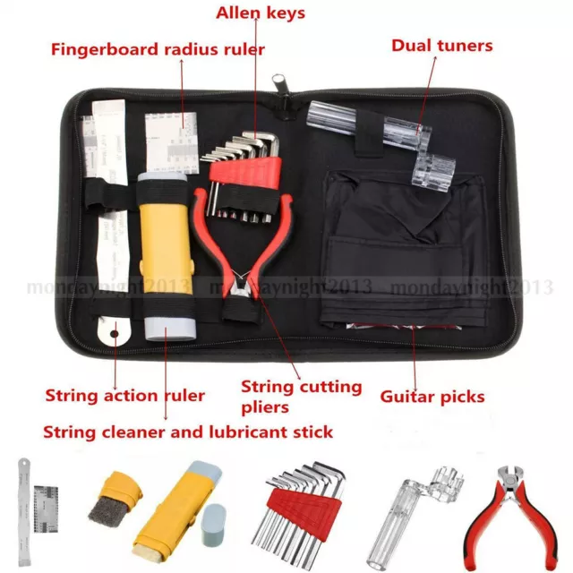 16x Professional Musicians Guitar Care Tool Full Set Repair Maintenance Tech Kit