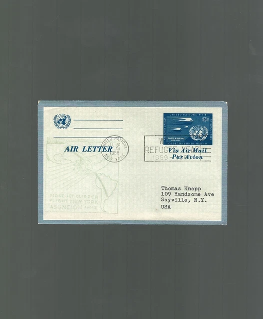 US FIRST FLIGHT Cover New York UN to NY via Buenos Aires Argentina 1959