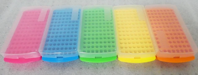 R187909 Set of (5) Scientific Reversible Tube Rack 96 Well Fluorescent Colors