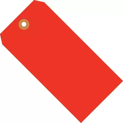 MyBoxSupply 2 3/4 x 1 3/8" Fluorescent Red 13 Pt. Shipping Tags, 1000 Per Case