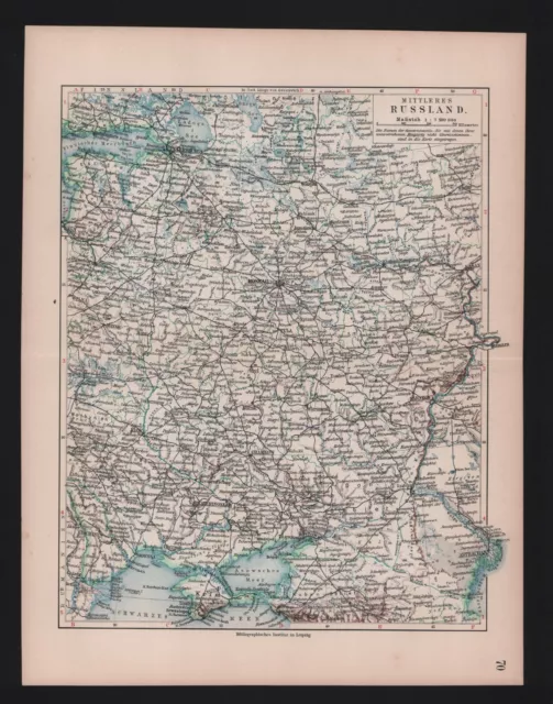 Landkarte map 1912: Mittleres Russland. Moskau Kiew Krim