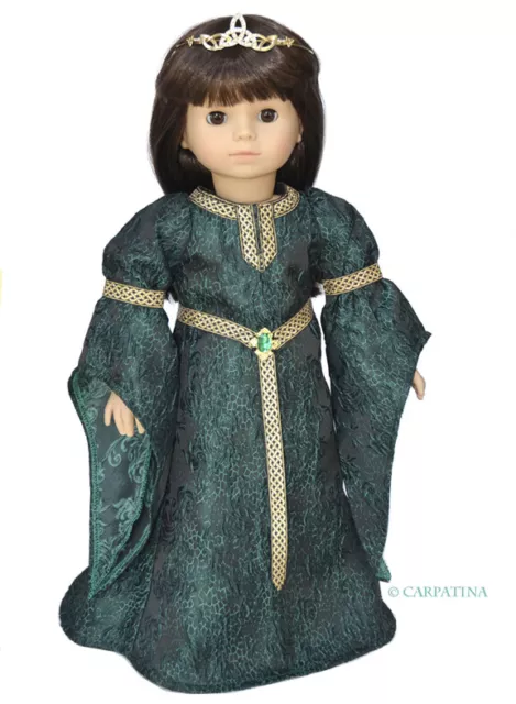 Doll Clothes 18" Dress Celtic Princess Green Shoes SB0028N Carpatina Fit AG Doll