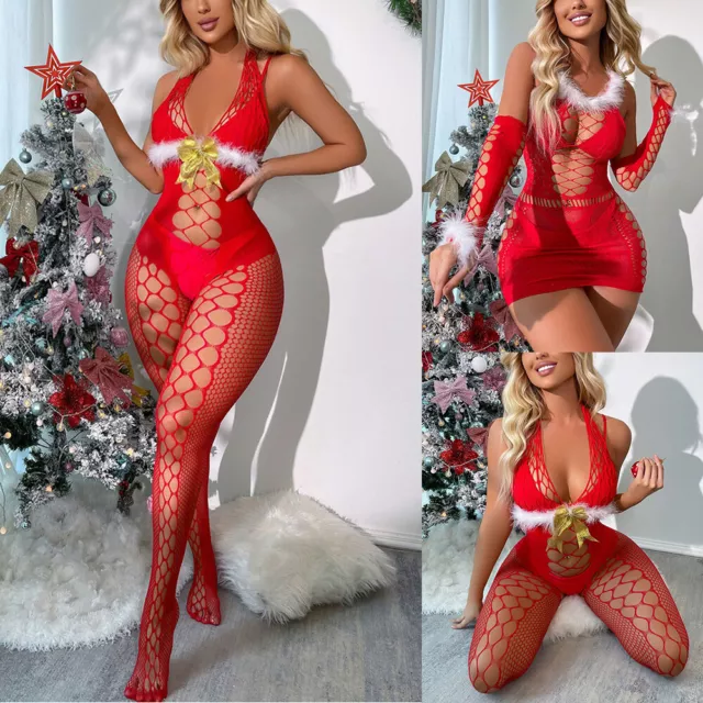 Navidad Erótico Trajes Vestido Pijama Mono Sexy Body de Cuerpo Entero "