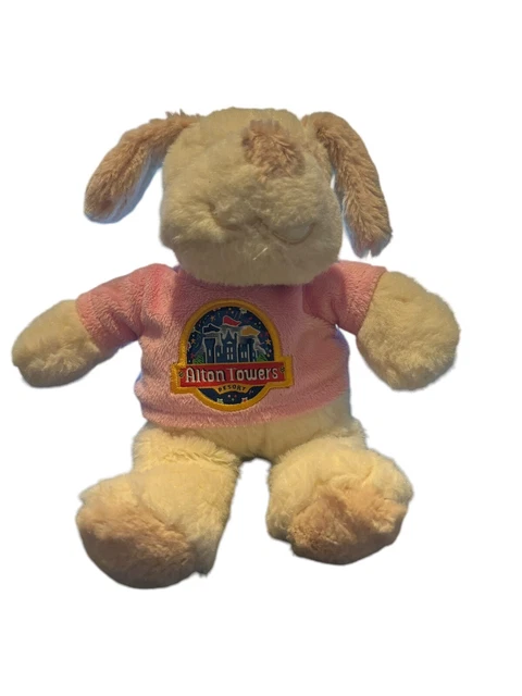 ALTON TOWERS CREAM Dog Soft Toy Pink Puppy Comforter £9.54 PicClick UK