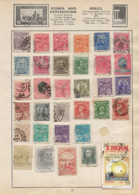 Brazil Stamps on a Page - Used