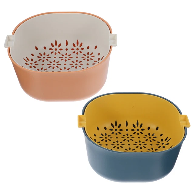 Cesta de goteo de doble capa filtro tamiz de fruta compacto 2 juegos