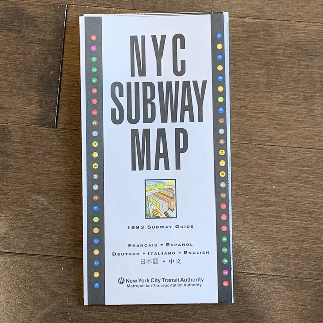 VINTAGE MTA NEW York City 1993 Subway Map Guide Transit Authority Multi