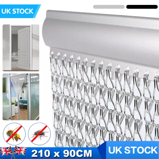 Aluminium Door Fly Screen Metal Chain Curtain Blind Insect Blinds 210cm x 90cm