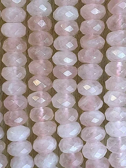 1 Strand Genuine Faceted Rose Quartz Rondel Beads - 8x5mm  - Approx. 85+ Beads