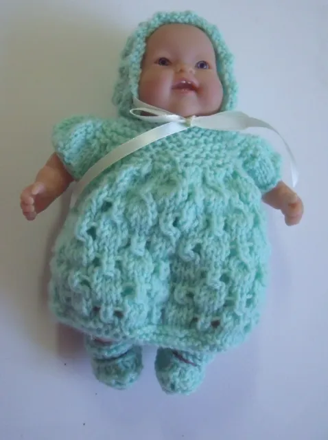 4pce Baby Green set Hand Knitted Dolls Clothes 20-22cm 8-9inch
