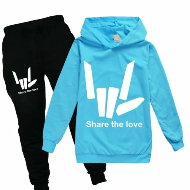 Kids Share the love Hoodie Jumper Tops Pants Outfits Sets Boys Tracksuit Youtube 9