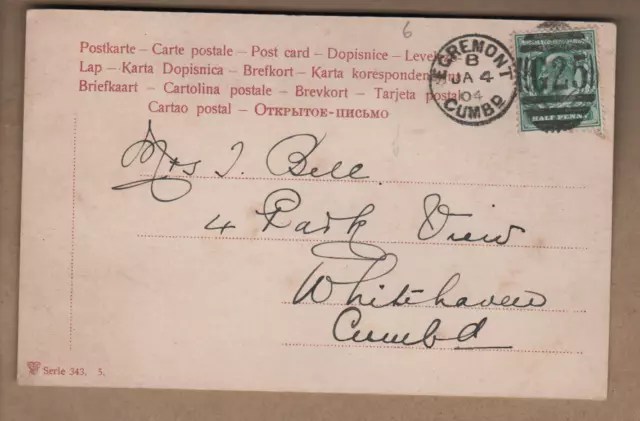 Egremont, Cumberland - Duplex Postmark G25 - Flowers 1904 - Cat £6