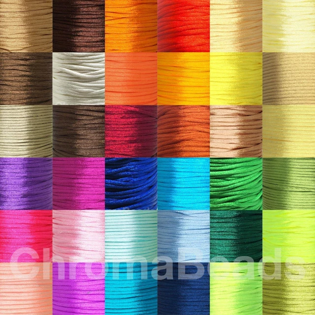 Silky 2mm satin rattail cord, 80+ colours 5m/10m/20m kumihimo braiding knotting