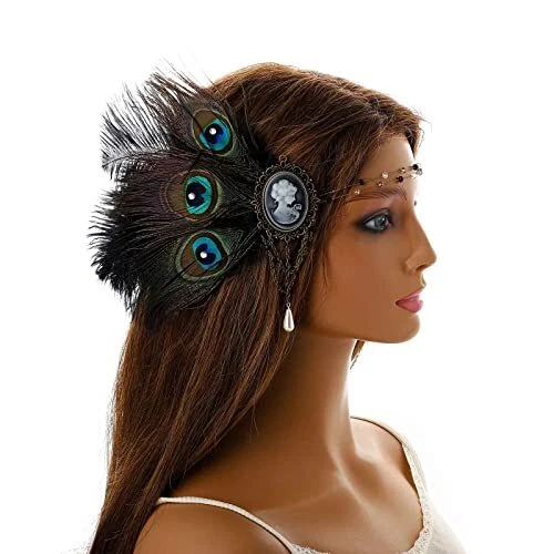 1920s Flapper Headband Vintage Peacock Headpiece Great Gypsy Headpieces Showgirl