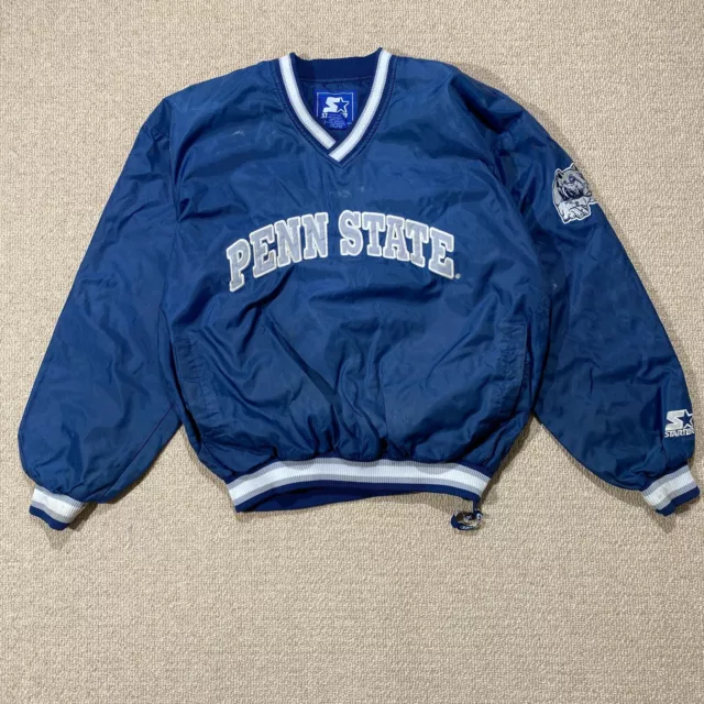 VINTAGE Starter Penn State Jacke Herren Medium Blau Satin Pullover Jersey NCAA