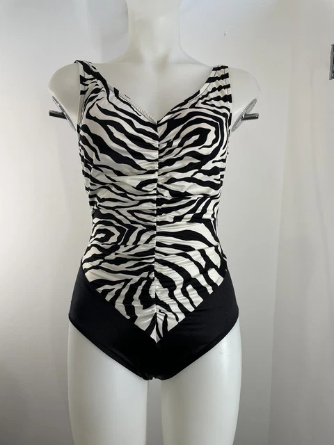 Vintage Rose Marie Reid SwimSuit  Zebra Union Made 1 Piece Womens SZ 12 (Small?