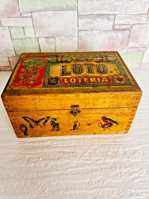 Ancienne boîte jeu de loto en bois années 40/50