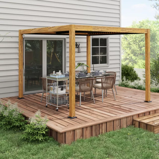 Outsunny Pergola ca.3 x 3 m Pavillon Gartenpavillon mit Vorhängen für Balkon Alu