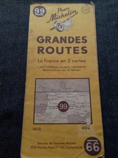 Ancienne carte Michelin 1948, Grandes routes, partie Sud