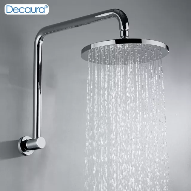 Decaura 9" Rain Shower Head Set Gooseneck Wall Arm Bathroom Chrome Round Swivel