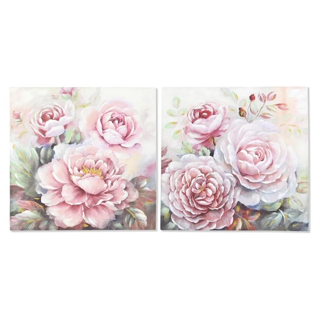 Cadre DKD Home Decor Fleurs (80 x 3 x 80 cm) (2 Unités)
