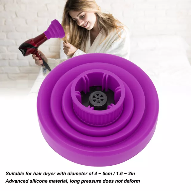 (Purple)Universal Collapsible Hair Dryer Diffuser Travel Folding Hair Blow AGS