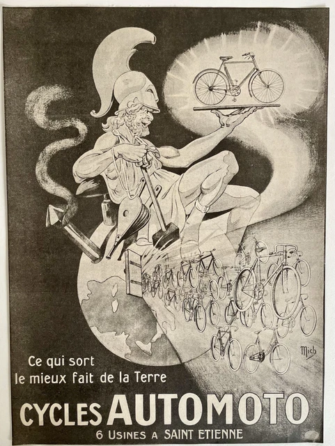 Publicité De Presse Originale Cycles Automoto - 6 Usines à St Étienne - Années 1920