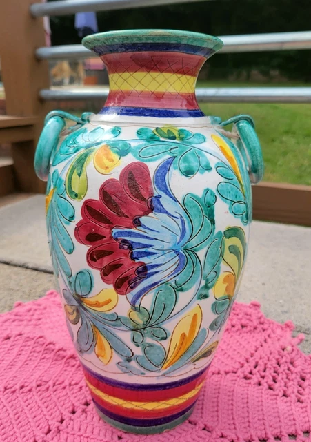 Fratelli Fanciullacci Majolica Italian Art Pottery Vase Large 1950s Mid Century 