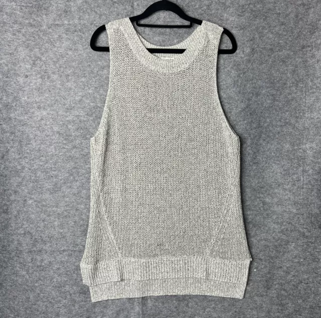 Gilet Tank Maglia Strega Maglione XL Grigio Donna Senza Maniche Longline Scoop