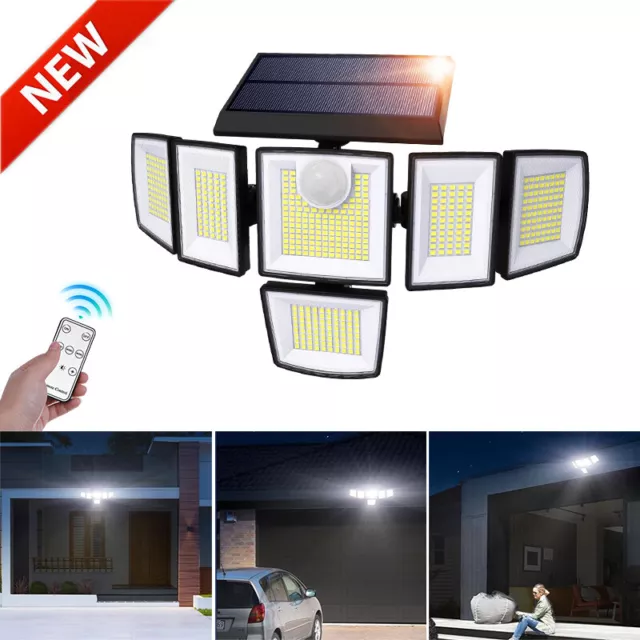 6 Head Solar Flood Light Outdoor Garden Wall Security Motion Sensor Lamp 496LED