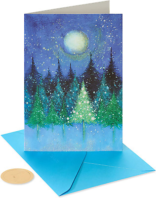 Papyrus Christmas Greeting Cards Boxed Holiday Tree under Moon ‎5″X7″ 14-Count
