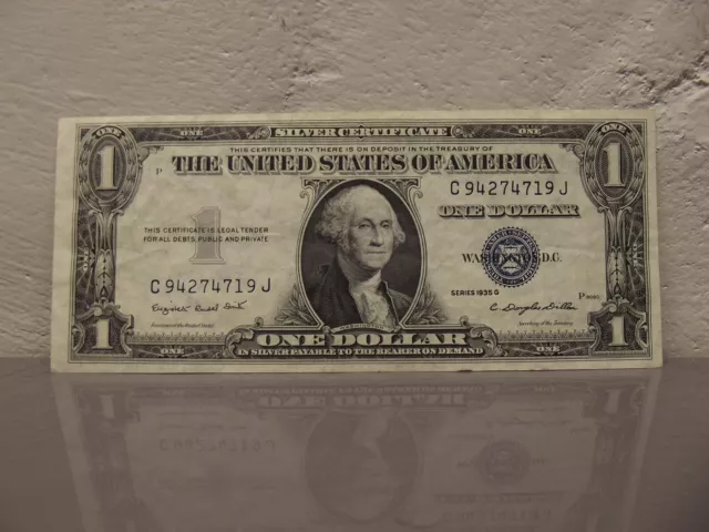 1934 G, $1 Dollar Note, Silver Certificate, Serial #C 94274719 J, Circulated,