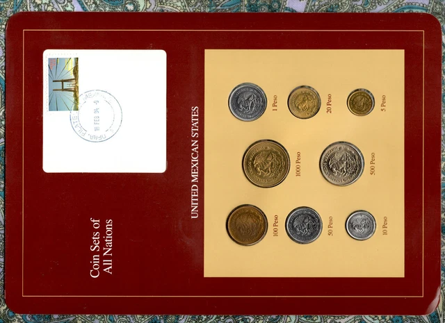 Coin Sets of All Nations Mexico 1985-1990 100,500 Pesos 1988 1000 Pesos 1990