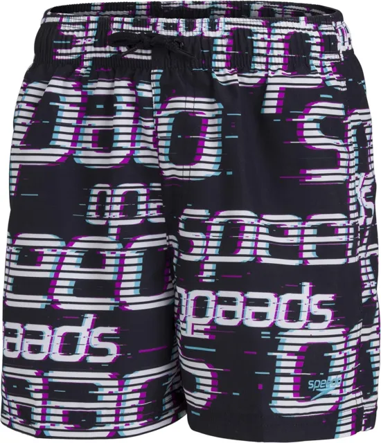 Speedo Jungen Watershorts Schwimmshorts Badeshorts, Schwarz/Weiß, 128,M