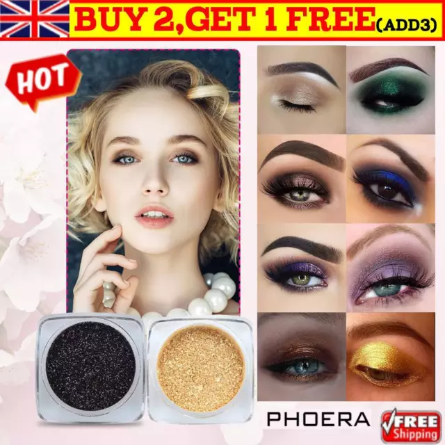 Phoera Pigment Eyeshadow Shimmer Glitter Eye Shadow Cream Powder Pallet Makeup✨